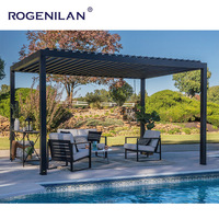 Rogenilan diseño moderno cuatro estaciones jardín inteligente al aire libre pérgola de aluminio con persianas