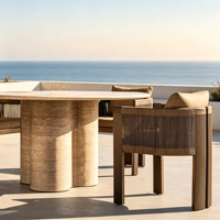 Ensemble de salle à manger extérieur moderne en aluminium durable et imperméable pour hôtel, villa, resort, jardin, cour