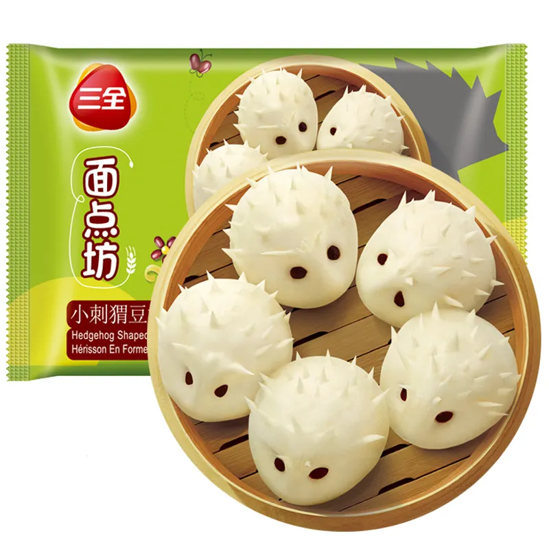 Chinese steamed buns bao burgers grain snacks hedgehog shaped sweet instant frozen steamed red bean paste buns