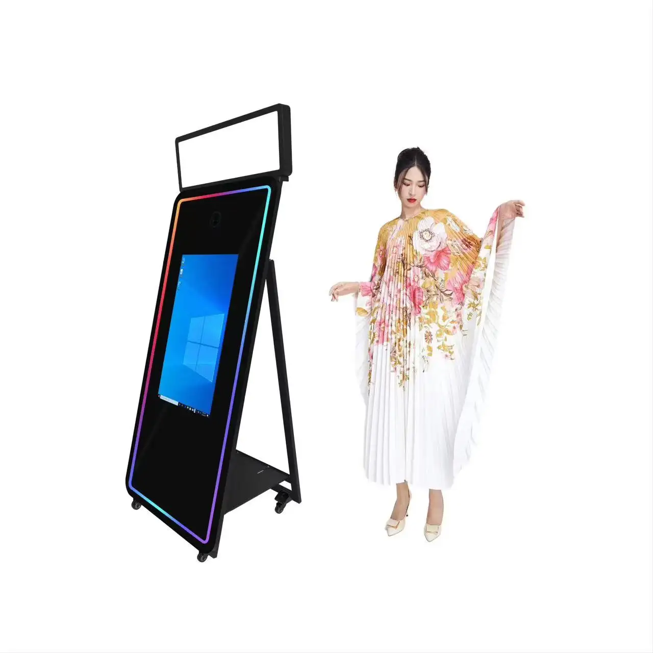 DHL Shipped in 48h 40/70 inch Magic Mirror Photo Booth Kiosk Smart selfie digital Led Frame Screen With Printer