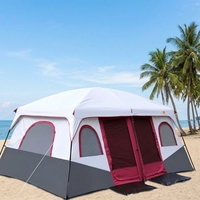 Tente familiale 2 chambres 1 salon, grande tente de camping portable imperméable et coupe-vent pour 3-4 personnes, double couche, quatre saisons