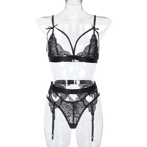 <span class=keywords><strong>Ensemble</strong></span> de Lingerie Sexy pour Femme, <span class=keywords><strong>Soutien</strong></span>-<span class=keywords><strong>Gorge</strong></span>, Sous-Vêtements et Vêtements de Nuit en Dentelle Florale Noire, Marque Privée, Vente en Gros à Prix Abordable - Product Image 6