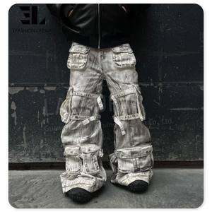 Pantaloni Cargo Cargo Cargo con rivestimento stampato sporco a doppia vita da fabbrica LARSUR - Product Image 4