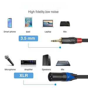 Câble micro tendance coaxial à <span class=keywords><strong>fibre</strong></span> <span class=keywords><strong>optique</strong></span>, jack stéréo 3,5 mm vers double XLR femelle avec connecteurs plaqués or - Product Image 5