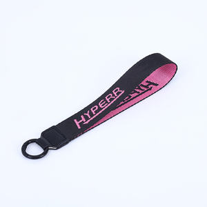 Nhà Sản Xuất Tùy Chỉnh Dây Buộc In Logo Màu Đen Màu Hồng Ngắn Thêu Keychain Thăng Hoa Dệt Thêu Dây Buộc - Product Image 5
