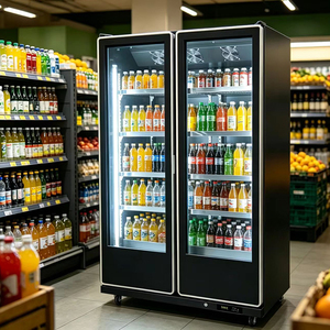 Enfriadores de Bebidas Comerciales Negros de Lujo, Refrigerador Vertical con Doble Puerta de Vidrio para Exhibición, para Restaurantes y Bares - Product Image 3