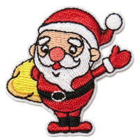 Patch brodé personnalisé de Noël en gros, thermocollant, 3D, motif Père Noël, sapin, chaussette, pour vêtements, vestes, sacs