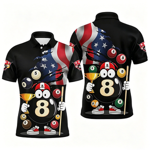 S.Q.F. T-shirt da uomo con stampa 3D bandiera americana e 8-Ball, 100% cotone, divertente, con grafica di trofeo e stecca da biliardo, <span class=keywords><strong>sneakers</strong></span> e pantaloncini. - Product Image 4