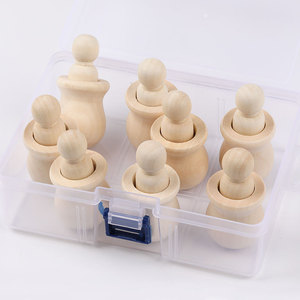 Wooden Figure Combination Set 16Pcs Paintable Puppet Ornament Diy Toy For Kids Craft - Product Image 2