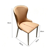 Chaise de salle à manger moderne en cuir à motif griffe de chat, chaise d'appoint ergonomique incurvée, chaise d'appoint à pieds métalliques gris clair pour salle à manger, cuisine, café