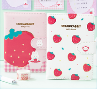 Carnet à rabat magnétique Lapin Fraise, carnet de notes, couverture en PU, agenda, fournitures scolaires, accessoires de journal, cadeau