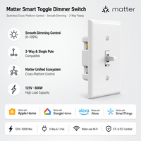 Interrupteur intelligent à 3 voies US Matter avec variateur de lumière, compatible avec le protocole Thread pour les projets d'éclairage intelligent résidentiel