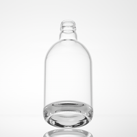 Bouteille de gin et de vodka en verre extra clair de qualité supérieure, 75 cl, fond épais, bouteille ronde pour liqueur avec filetage à vis