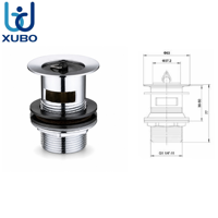 Bouchon de vidange en caoutchouc pour lavabo G 1 1/4 en laiton chromé sans siphon, universel, anti-odeur, facile à nettoyer