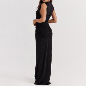 Gaun Maxi Hitam Khusus Model Plunge, Pernyataan Berani, Gaun Wanita Elegan untuk Pesta Prom, Gaun Ibu Pengantin 2023 - Product Image 6