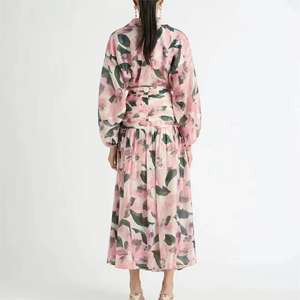 Littéraire classique <span class=keywords><strong>2023</strong></span> nouvelle mode tempérament Niche Design sens impression taille minceur robe mi-longue femmes - Product Image 2