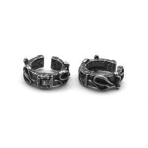 Yunnique Boucles d'oreilles manchette motif serpent en acier titane argenté tibétain, clip d'oreille sans perçage, style punk géométrique, bijoux de mode - Product Image 3