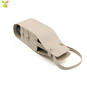 In stock: Lychee-textured leather wine bag, single <b>750ml</b> wine <b>bottle</b> carrying bag, eco-friendly banquet wine <b>bottle</b> bag. - Product Image 2