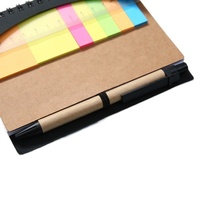 Carnet personnalisé avec règle semi-circulaire et notes adhésives, journal en papier kraft à spirale avec stylo, papeterie promotionnelle, cadeaux d'entreprise