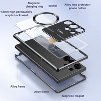 Coque de téléphone magnétique en alliage d'aluminium pour Samsung Galaxy S24 S23 S25 Ultra Metal Fragrance Foldable Bracket Back Cover