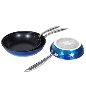 Chảo Rán Rèn Sơn Kim Loại Màu Xanh Lam Rèn Chất Lượng Cao Có Tay Cầm Bằng Thép Không Gỉ 20/24/28Cm - Product Image 2