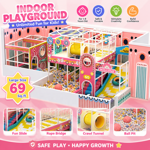 Modular Expandable <b>Indoor</b> Playground with <b>Slide</b> Climbing Wall for Family Entertainment Center - Product Image 1