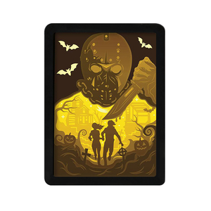 2025 Ventas directas de fábrica Marco de escritorio para el hogar Luz Película de terror americana Jason Voorhees Luz de talla de papel 3D - Product Image 2