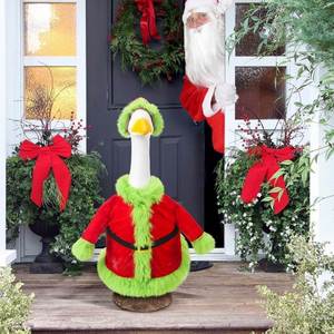 Tenue de Noël pour oie, costume de Père Noël jaune-vert, décoration de porche pour jardin, patio, terrasse, fête - Product Image 6