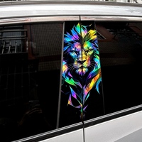 Autocollant universel pour pilier B de voiture, design animal arc-en-ciel au laser, vinyle imperméable, autocollant pour fenêtre, accessoires de décoration extérieure de voiture personnalisés