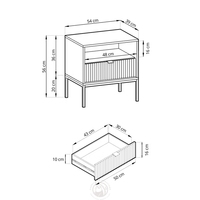 Table d'appoint moderne gris foncé avec tiroir |   Table d'appoint en bois stratifié avec pieds en acier |   Table de chevet de qualité supérieure écologique