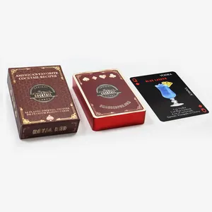Fabricação de cartas de jogo de pôquer de luxo com caixa de dobras com borda de ouro vermelho estampado com design personalizado