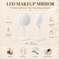 Miroir de maquillage LED de table détachable, 3 couleurs de lumière, gradation progressive, miroir de vanité réglable pour la vente en gros