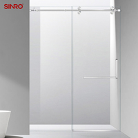 Cabine de douche sans cadre en acier inoxydable et verre trempé avec portes coulissantes de 8 mm, design moderne pour salle de bain