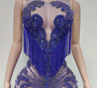 Ocstrade Sofort Lieferbar - Vor Bestellung Anfragen Glitzer-Bodycon-Kleid mit Quasten und Strass für Damen Partykleid Kristall-Verziertes Performance-Outfit