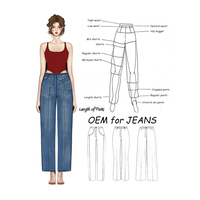 Vente en Gros Prix Usine Personnalisé Vêtements Femme Automne Jeans Cargo Baggy à Coutures