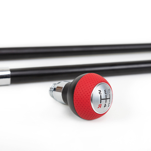 Bâton de marche créatif pour jeune gentleman, avec pommeau de levier de vitesse de voiture multifonctionnel en boule rouge, tige en fer à longueur réglable, tendance - Product Image 1