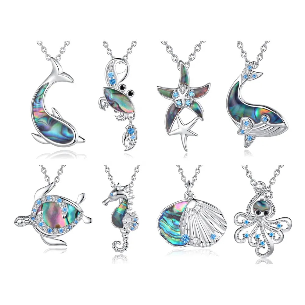 Neuankömmling Bunte Sea Abalone Shell Sterling Silber Ocean Series Schmuck Anhänger Halskette
