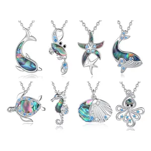 New Arrival Colorful Sea Abalone Shell 925 Sterling Silver Ocean Series Jewelry Pendant Necklace