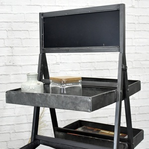 Vintage Industrial Antique Metal Flower Stand Galvanized Ladder Design <strong>Garden</strong> Folded Flower <strong>Shelving</strong> With Blackboard for Plants - Product Image 3