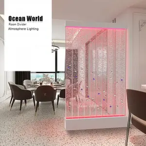 Modern Design Hotel Restaurant Hall Decor LED Light Acrylic Dancing Water Panel Hanging and Movable LED Water Bubble Wall