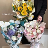 Papier d'emballage à imprimé feuilles géométriques, imperméable, pour bouquets, emballage cadeau pour fleuristes