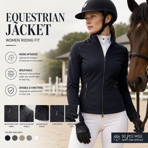 Chaqueta de equitación para mujer, elástica, repelente al agua, ropa de equitación de alto rendimiento, OEM ODM - Product Image 1