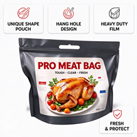 Op maat bedrukte staande pouch voor gekookt vlees, food grade composiet verpakking met hanggat, verpakking voor gebraden kip voor de detailhandel