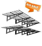 2x4 ft כבד חובה אחסון צף קיר מתלה מוסך מדפים 400 ק "ג קיבולת טעינה <span class=keywords><strong>2</strong></span> מדפים לערימה מדפים שחורים - Product Image 2