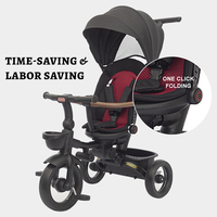 Tricycle pliant pour enfants, 3 roues avec poignée de traction détachable, trotteur de poussette tricycle 7 en 1 pour enfants