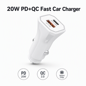 Cargador de Coche USB C al por Mayor, <span class=keywords><strong>Adaptador</strong></span> Mini de <span class=keywords><strong>Doble</strong></span> Puerto QC3.0 PD 20W Tipo-C, Cargador Rápido para Teléfono Móvil - Product Image 4