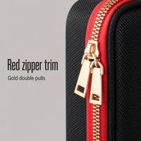 Étui rigide personnalisé avec fermeture éclair, sac de rangement multi-formes, pochette de protection noire avec bordure rouge