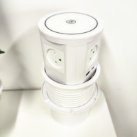 Multiprise de bureau intégrée hydraulique blanche et noire, de fabrication israélienne / Prise de chargeur sans fil escamotable automatique pour cuisine