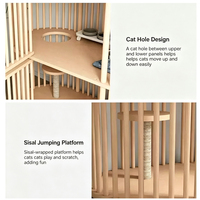 Cage pour chat en bois massif pour usage domestique, villa pour chat d'intérieur, espace super spacieux à double étage, maison pour chat, chambre pour chat mobile