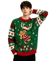 Pull de Noël personnalisé en coton tricoté, grande taille, avec motif LED, vente en gros ODM 2026